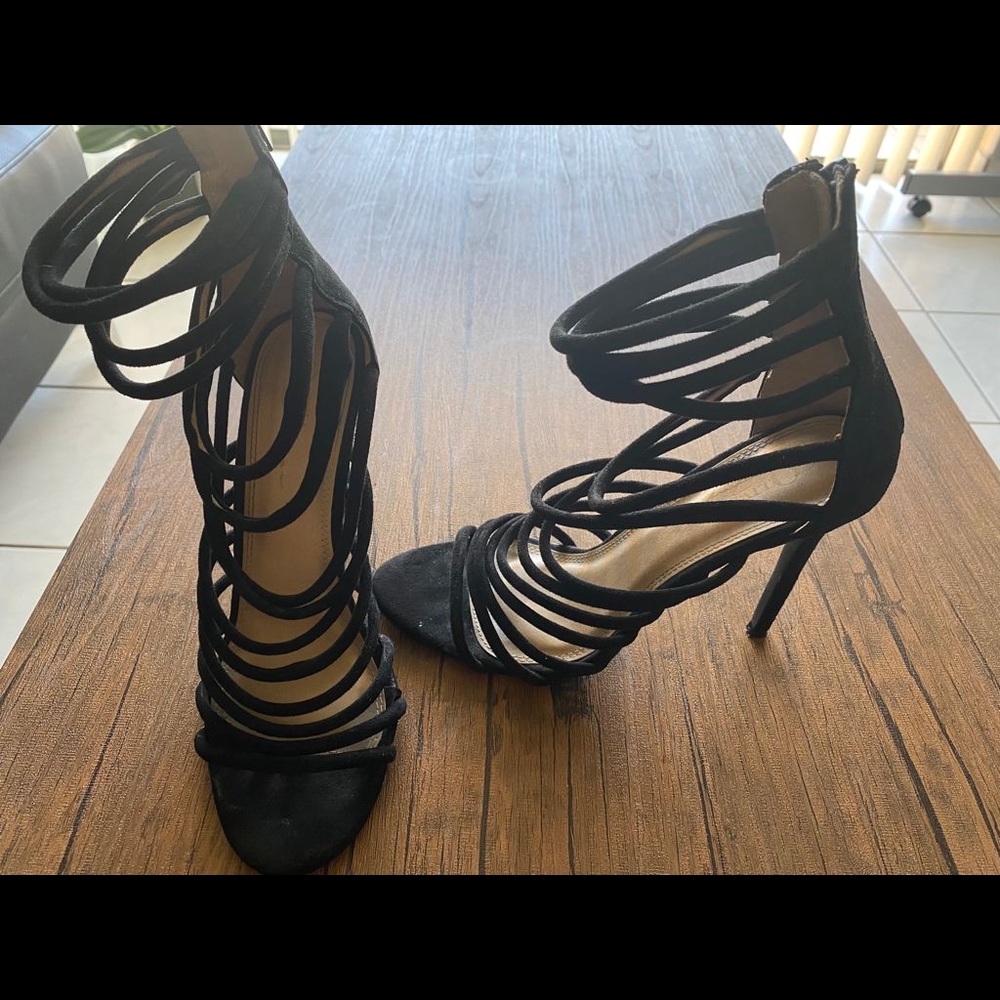 Straps Black Heels